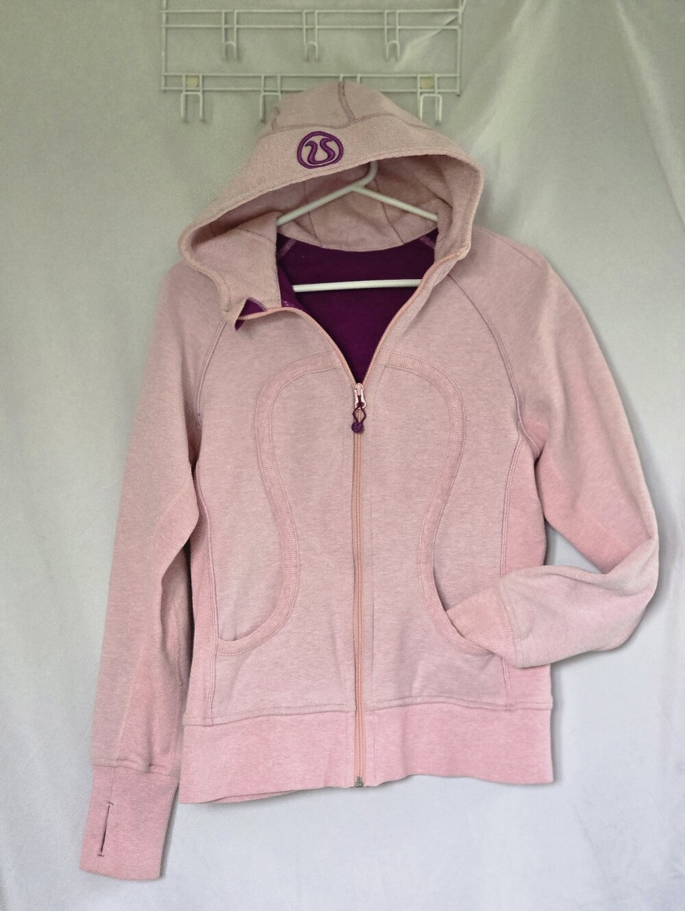 lululemon athletica Light Pink Full-Zip Hooded Jacket with Purple Lining